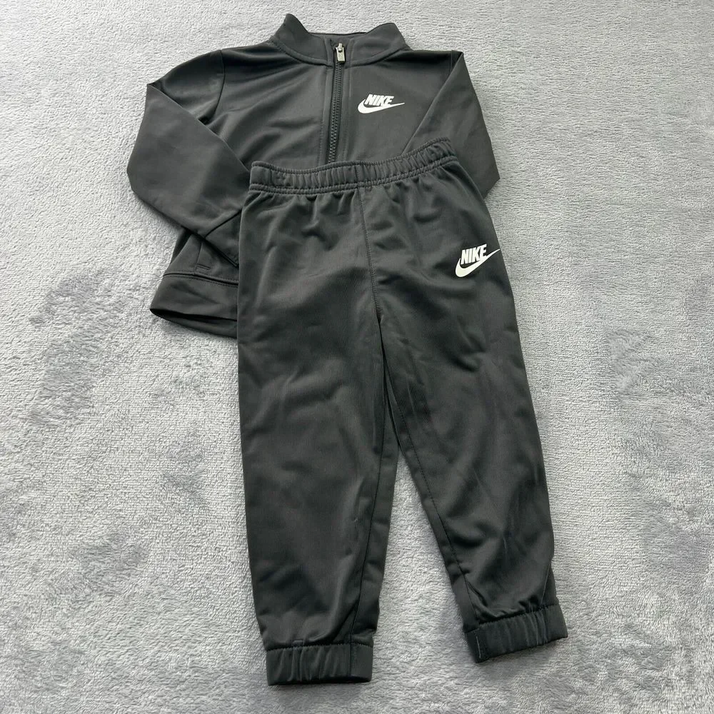 Nike Logo 2 Piece‎ Set Black Zip Jacket & Pant Tracksuit Toddler 24M Gray Baby
